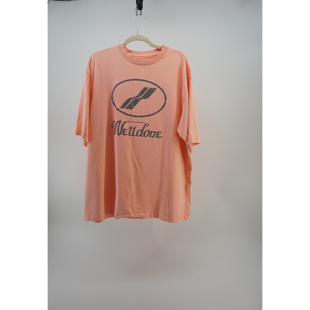 We11done Graphic Logo T-Shirt Streetwear Oversized Peach Orange Medium
